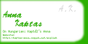 anna kaptas business card